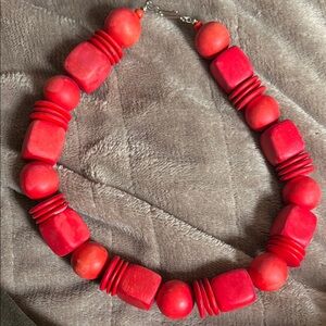 Bold Red Beaded Necklace
